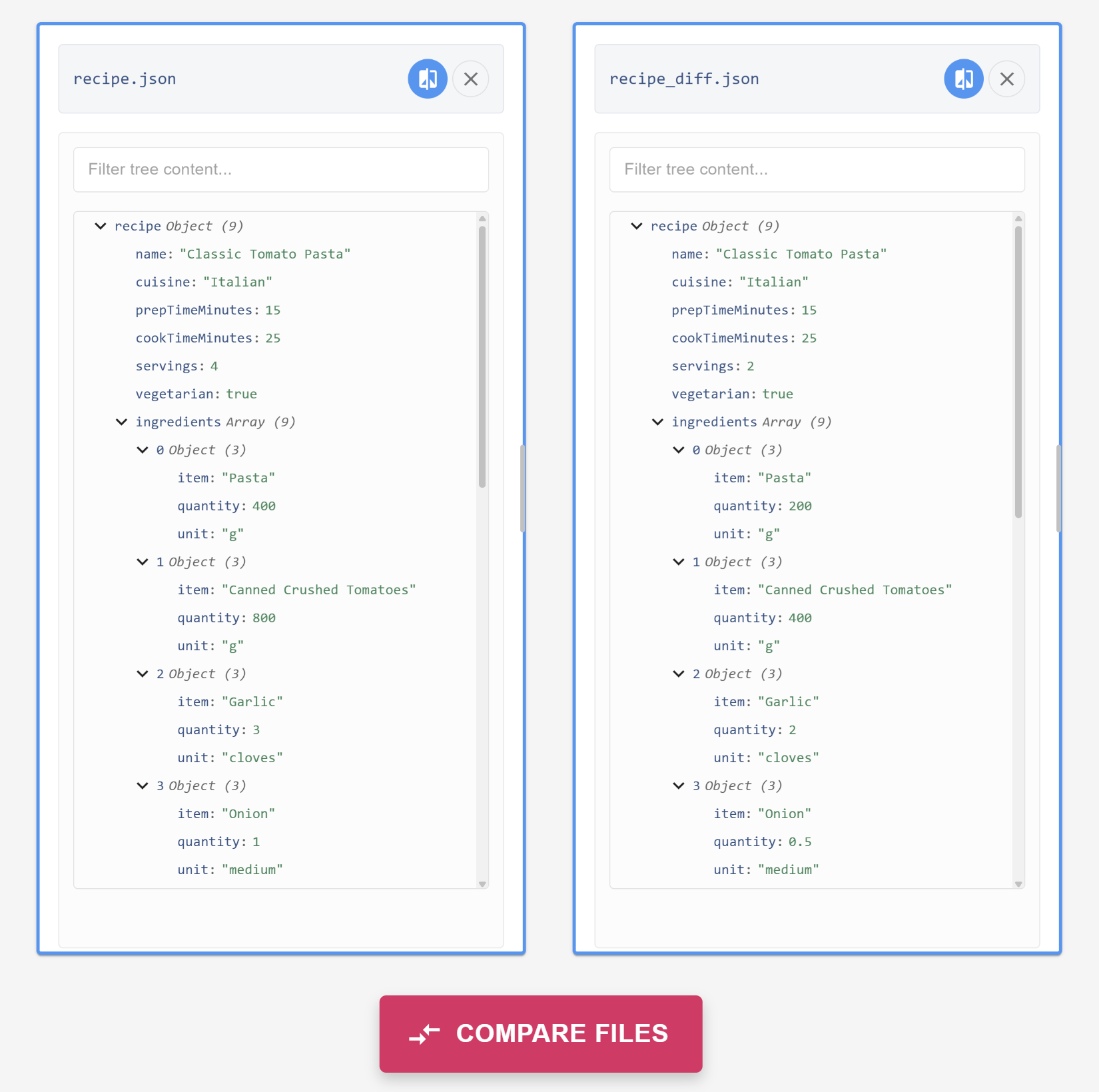 Data Lineage Compare Button