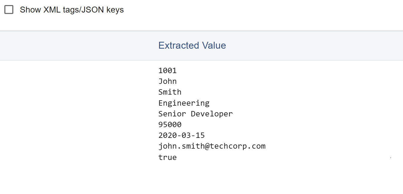 Show/Hide XML tags/JSON keys